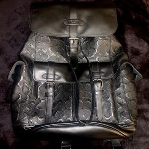 Coach Men’s Black Leather Backpack